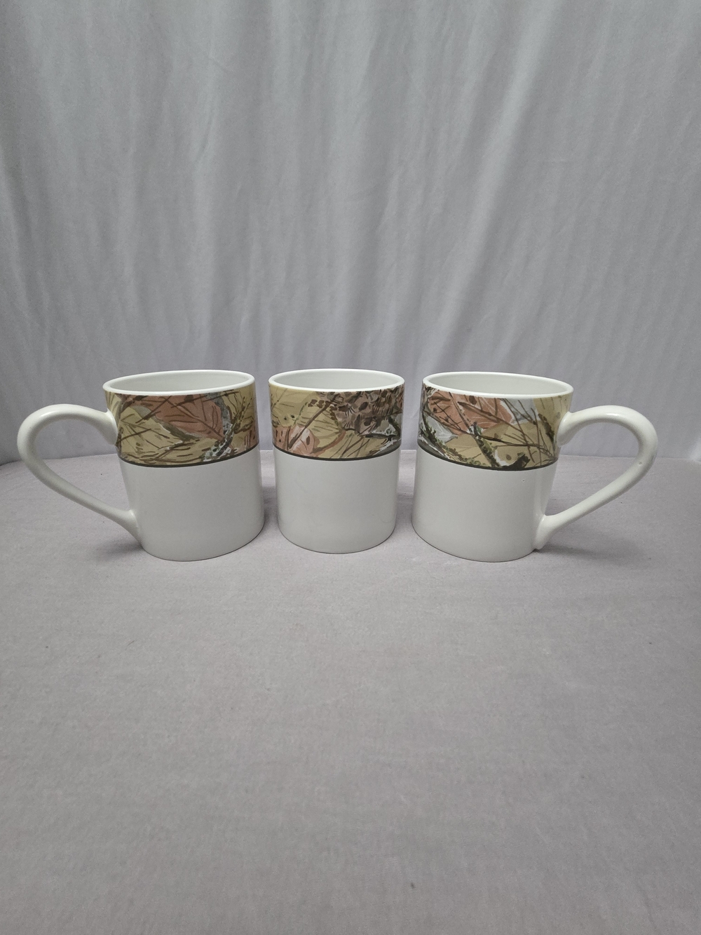 Corelle Woodland Leaves Mugs Set of 3 Floral Band Handle